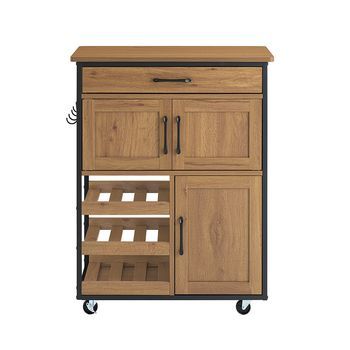 Sobuy Carrito Auxiliar Multifuncional Para Cocina Con Ruedas Y Armarios Marrón