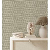 papel pintado vinilico ecologico de rombos de fibra vegetal en relieve - kaylan 681467 de gaulan - rollo de 10 m x 053 m