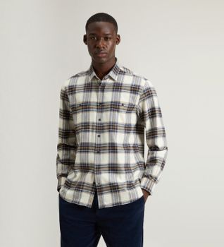 Woolrich para hombre. CFWOSI2001MRUT5058 Camisa a cuadros de franela blanco roto (XL), Casual, Algodón, Manga larga