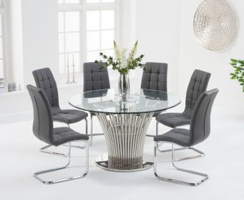 Hans Round 130cm Glass Table With Lorin Faux Leather Chairs - White, 4 Chairs