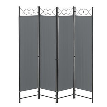 Biombo Separador De 4 Paneles Saragossa - 171 X 160 Cm - Decoración Interior - Contra Visión - Mampara Lateral Protectora - Pantalla - Divisor De Habitaciones - Acero - Gris Oscuro [en.casa]®