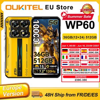 OUKITEL WP60 Smartphone con pantalla HD+ de 7,2