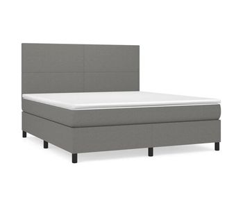 Cama box spring con colchón tela gris oscuro 160x200 cm diseño plano