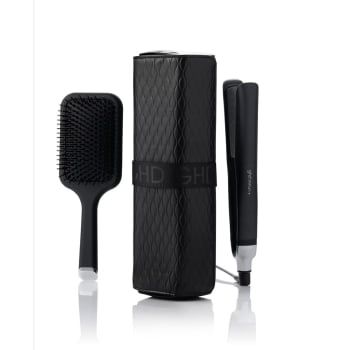 Plancha de Pelo GHD Platinum Gift Set Paddle Brush, Placas Cerámicas, 185 ºC - Negro
