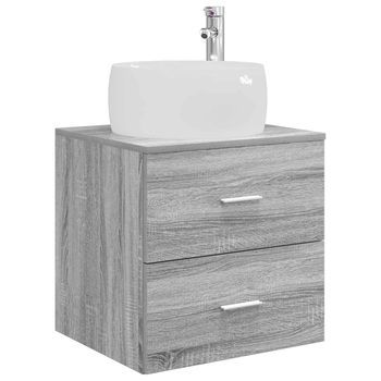 Vanidad Con Lavabo De Pared Sonoma Gris 49,5 X 44,5 X 66 Cm Vidaxl