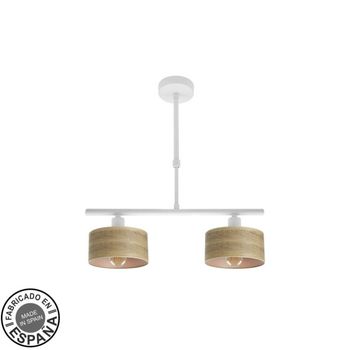 FABRILAMP Lampara Gilda 2xe14 Blanco/madera Clara Regx43x14 Cm