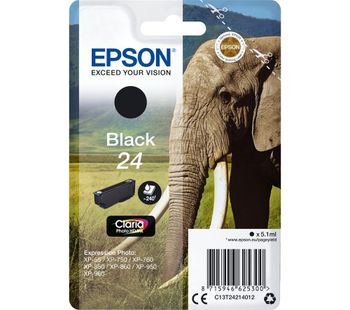 EPSON 24 Elephant Black Ink Cartridge, Black