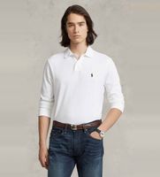 polo ralph lauren para hombre 710681126001 polo de pique slim fit de manga larga blanco m casual algodon