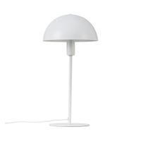lampara de mesa sencillo blanco de metal y pantalla en forma de cupula