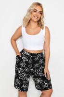 yours bermudas negras de flores con cintura elastica mujer curvy y tallas grandes yours