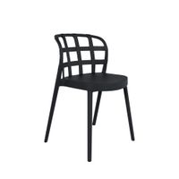 silla en polipropileno negro con respaldo de diseno a cuadros