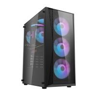 caja pc darkflash dk352 plus  4 ventiladores argb negra