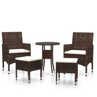 conjunto de muebles de jardin de 5 uds  mesa y sillas ratan sintetico marron