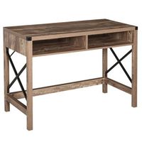 escritorio industrial de tablero de particulas y metal negro 110 x 48 x 765 cm  marron y negro
