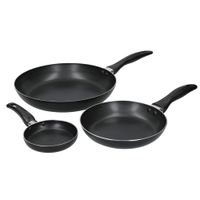 set de 3 sartenes antiadherentes 282012cm aluminio negro