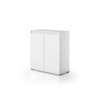 mueble de bano blanco polivalente con 2 puertas con apertura de ranura