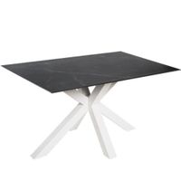 mesa comedor porcelanica 160 cm patas blancas tapa negra