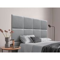 dhome cabecero tapizado para camas de 80cm compuesto de paneles autoadhesivos intercambiables de terciopelo premium cama lujo dormitorio acolchado gris claro 80cm