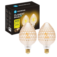 aigostar - bombilla led e27 4w luz calida 1800k 320 lumenes decorativa fresa facetada bombilla vintage de tipo edison con filamento color ambar no regulable pack 2 uds