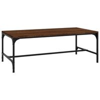 mesa de centro de diseno industrial 100 x 50 x 35 cm madera de ingenieria marron y acero dec038580
