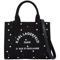 karl lagerfeld bolsa bolso tote cuadrado mini perlas algodon negro para mujer
