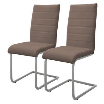 Juego 2x Sillas De Comedor Tapizadas De Pu Marrón Ml-design
