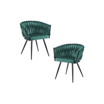 Pack 2 Sillas Widny Black Terciopelo De Terciopelo 87*56*44 Cm - Verde