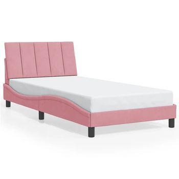 Estructura De Cama Sin Colchón Hanko Terciopelo Rosa 100x200 Cm Vidaxl