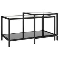 mesa de centro 90x45x45 cm vidrio y acero con recubrimiento en polvo - negro