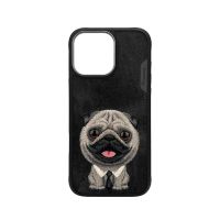 funda para movil nimmy big-eye 3d bordada black pug para iphone 16 pro