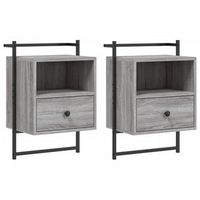 mesitas de noche de pared 2 unidades gris sonoma 40x30x61 cm vidaxl