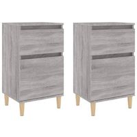 pack 2 uds mesitas de noche  mesa auxiliar  mesilla color gris sonoma 40x35x70 cm