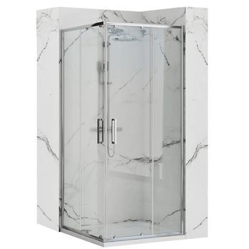 Cabina De Ducha Rea Punto Chrom 80x80 + Plato De Ducha Savoy Black