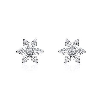 Pendientes copo de nieve de plata 925 con circonita