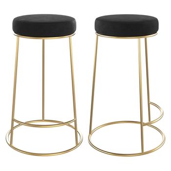 Set de 2 sillas para isla de cocina de terciopelo negro 63 cm