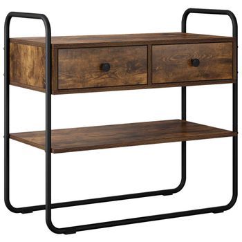 Mesa Consola Roble Ahumado 80 X 40 X 75 Cm Madera De Ingeniería Vidaxl