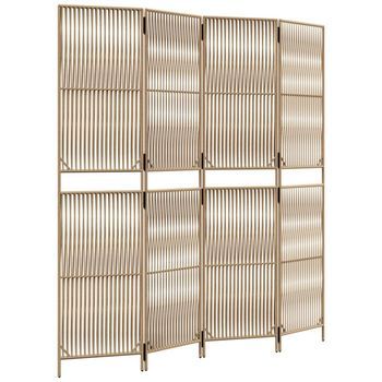 Biombo De 4 Paneles Ratán Sintético Beige Vidaxl