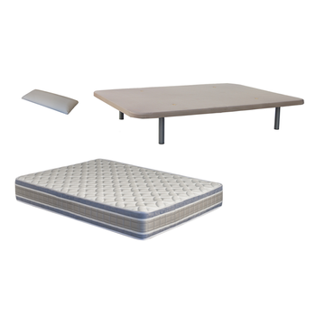 Pack Base Tapizada (patas Incluidas)+colchon Natur Visco+ Almohada De Regalo 90x180
