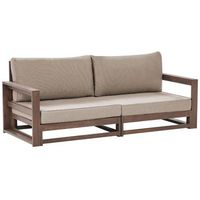 sofa 2 plazas de madera de acacia certificada marron oscuro cojines timor ii