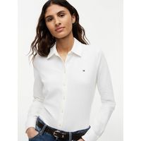 tommy hilfiger camisa ww0ww43528 slim pique btn down para mujer
