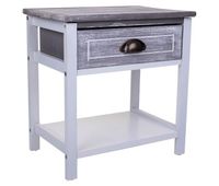 mesita de madera blanca y gris 40x29x42h cm