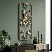panel decorativo mono 3d de metal dorado 286x38x743 cm