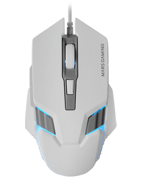 MOUSE MARS GAMING MM024W RGB FLOW 4000 DPI AJUSTABLE 6 BOTONES MECANICOS HUANO COLOR BLANCO