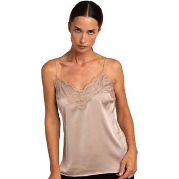 Admas Camiseta tirantes Camiseta sin mangas de encaje y satén Outwear para mujer