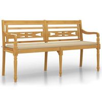 banco batavia con cojin beige madera maciza de teca 150 cm