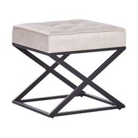taburete reposapies moderno retro tapizado piel sintetica patas de metal beige murdo