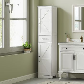 Columna De Baño De Mdf Homcom 40x30x170 Cm Blanco