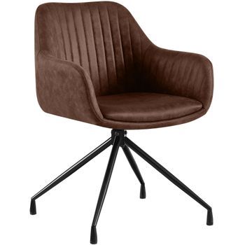 Silla De Comedor Welby Simil Cuero Vintage Marrón Oscuro 58x58x81 Cm Clp