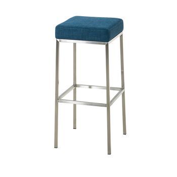 Taburete De Bar Funda De Tela Montreal Azul 37x37x80 Cm Clp
