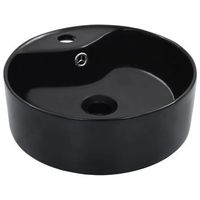 lavabo con rebosadero 36x13 cm ceramica negro vidaxl